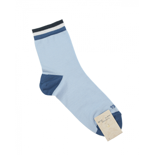 Голубые носки с отделкой в полоску Story Loris | Фото 1