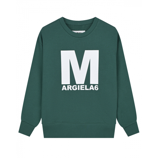 Зеленый свитшот с белым лого MM6 Maison Margiela | Фото 1