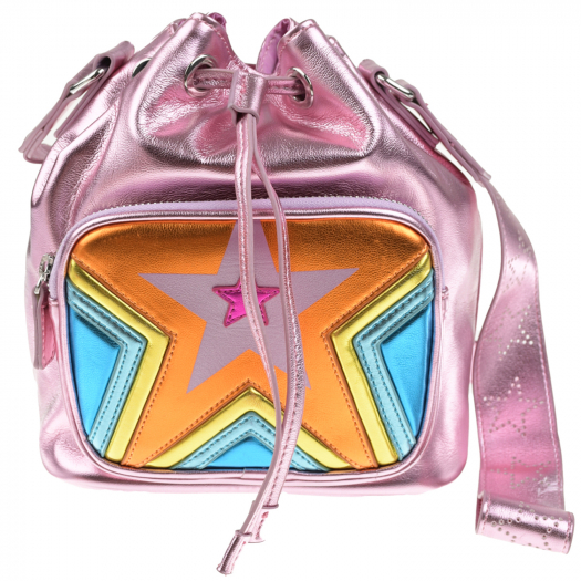 Блестящая сумка с разноцветной звездой на кармане, 19х12х22 см Stella McCartney | Фото 1