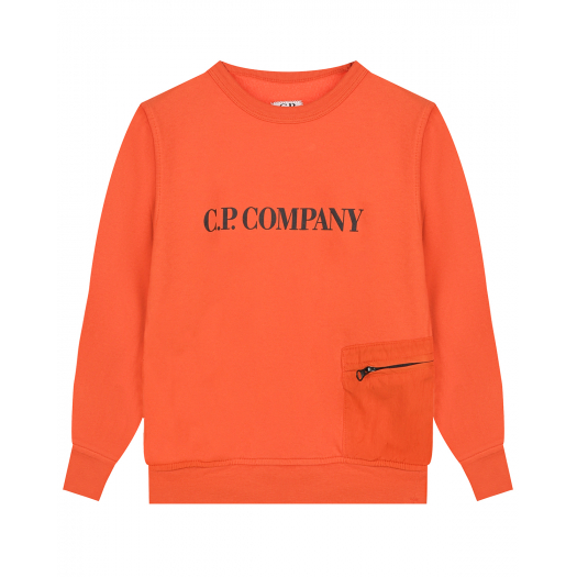 Оранжевый свитшот с накладным карманом CP Company | Фото 1