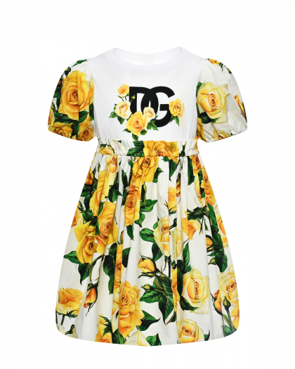 Платье с принтом &quot;желтые розы&quot; Dolce&Gabbana | Фото 1