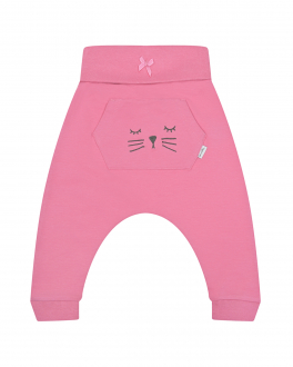 Розовые спортивные брюки с вышивкой Sanetta Kidswear Розовый, арт. 115425 38170 PINK HIBIS | Фото 1