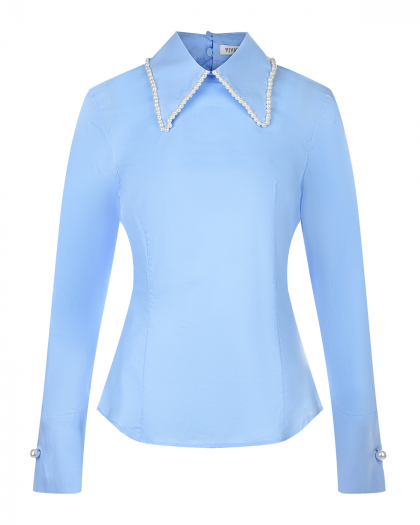 Блуза приталенного кроя с бусинами на воротнике Vivetta | Фото 1