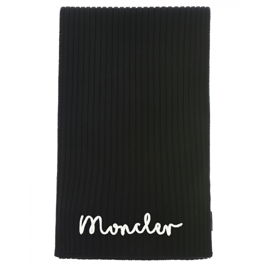 Черный шарф из шерсти с лого Moncler | Фото 1