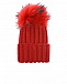 Красная шапка со съемным меховым помпоном Catya | Фото 2
