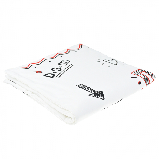 Белое одеяло с лого и текстовым принтом, 77x82 см Dolce&Gabbana | Фото 1