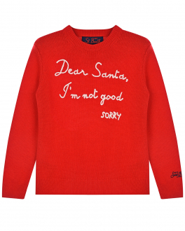 Красный джемпер с вышивкой &quot;Dear Santa Im not good&quot; Saint Barth Красный, арт. DOUGLAS EMDS41 EMB DEAR S | Фото 1