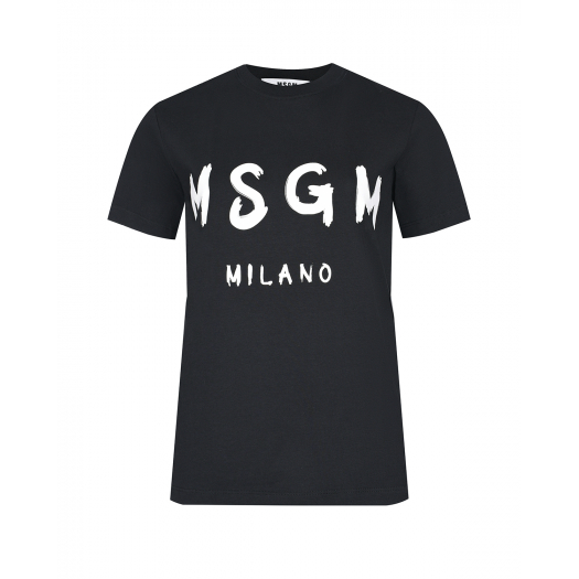 Черная футболка с белым лого MSGM | Фото 1
