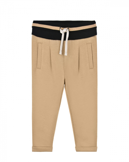 Бежевые спортивные брюки с логотипом Dolce&Gabbana | Фото 1
