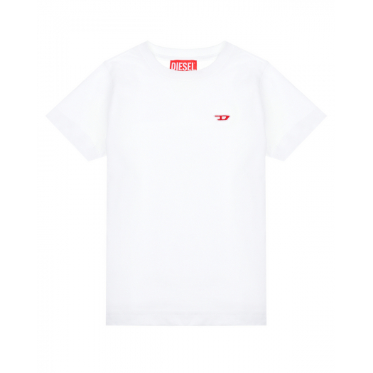 Белая футболка с красным лого Diesel | Фото 1