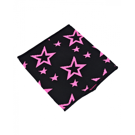 Черный шарф-ворот с розовыми звездами Catya | Фото 1