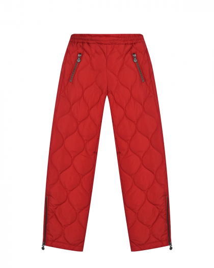 Стеганые черные брюки, красные Naumi | Фото 1