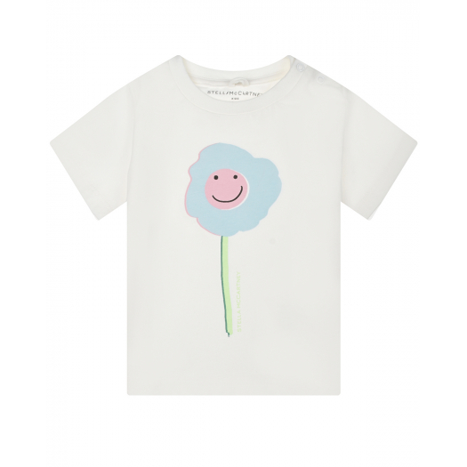 Кремовая футболка с принтом &quot;цветок&quot; Stella McCartney | Фото 1