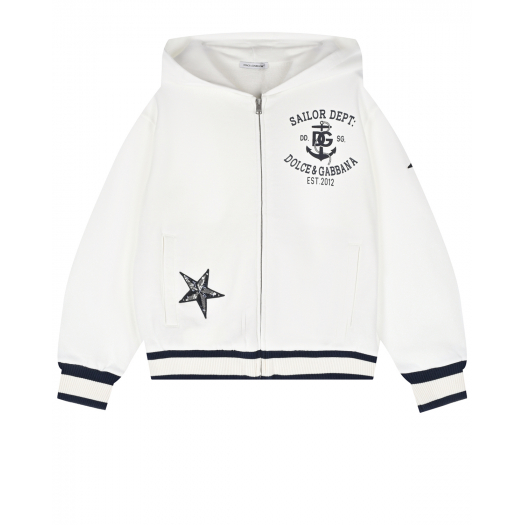 Белая спортивная куртка со звездами из пайеток Dolce&Gabbana | Фото 1