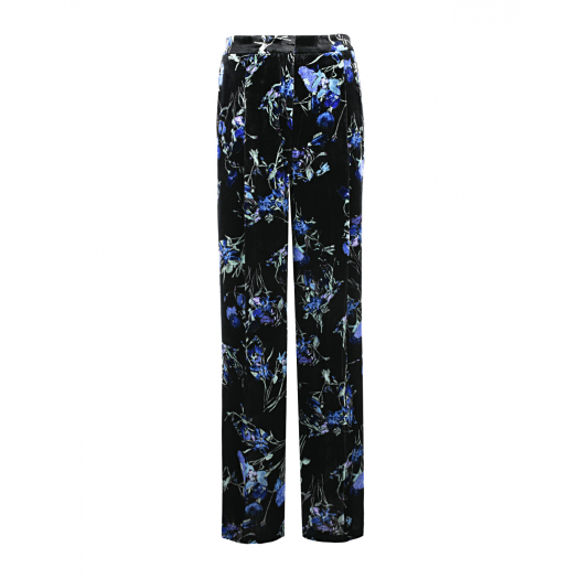 Черные бархатные брюки с цветочным принтом Dorothee Schumacher | Фото 1
