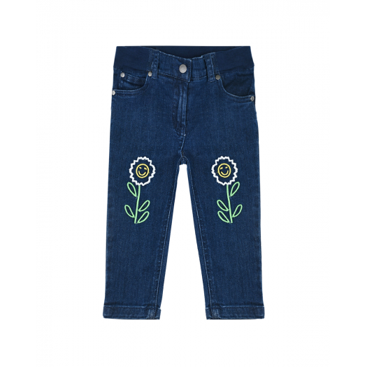 Темно-синие джинсы с цветочной вышивкой Stella McCartney | Фото 1