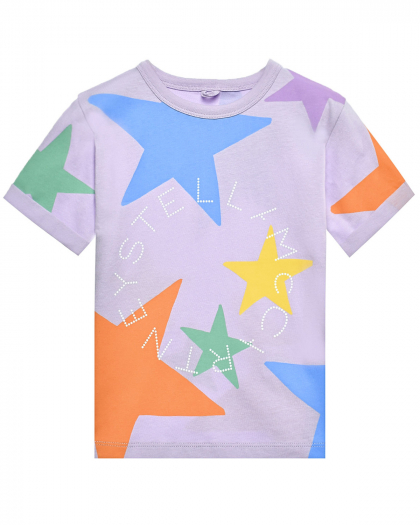 Футболка с принтом разноцветные звезды, логотип на груди Stella McCartney | Фото 1