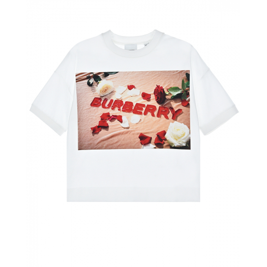 Белая футболка с принтом &quot;Confectionery&quot; Burberry | Фото 1