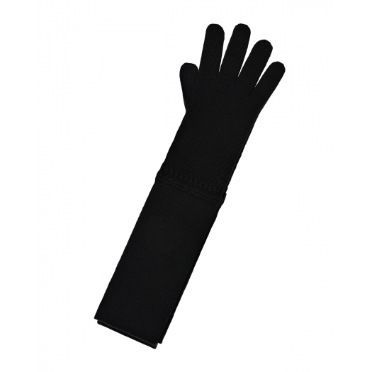 Черный шарф с имитацией перчаток 190х8 см Vivetta | Фото 1