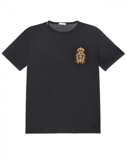 Черная футболка с вышитым логотипом Dolce&Gabbana | Фото 1