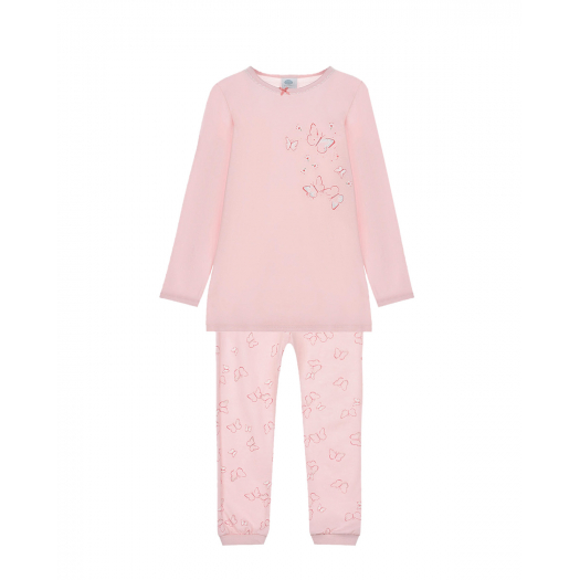 Розовая пижама с принтом &quot;бабочки&quot; Sanetta | Фото 1