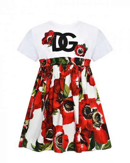 Платье с принтом &quot;маки&quot; на юбке Dolce&Gabbana | Фото 1