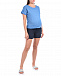 Голубая льняная футболка с отделкой из трикотажа 120% Lino | Фото 4
