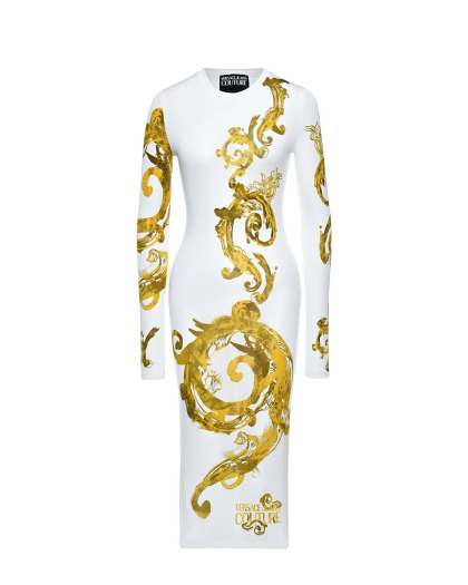 Платье трикотажное с золотым узором Versace Jeans Couture | Фото 1