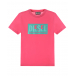 Розовая футболка с бирюзовым логотипом Diesel | Фото 1