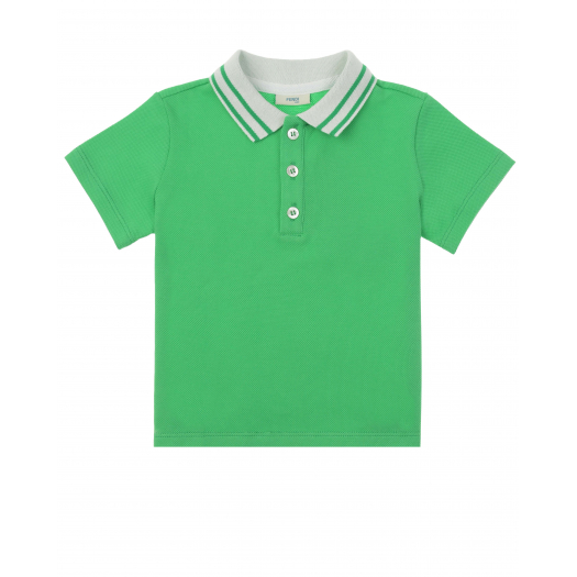 Зеленая футболка-поло с полосками на воротнике Fendi | Фото 1