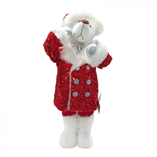 Новогодний сувенир &quot;Мишка-мальчик в красном пальто&quot;, 25х25х68 см Timstor | Фото 1