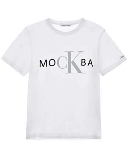 Белая футболка с принтом МоСКва Calvin Klein | Фото 1