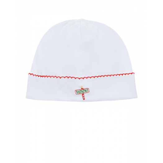 Белая шапка с вышивкой &quot;North Pole&quot; Kissy Kissy | Фото 1