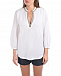 Белая льняная блуза с V-образным вырезом 120% Lino | Фото 6