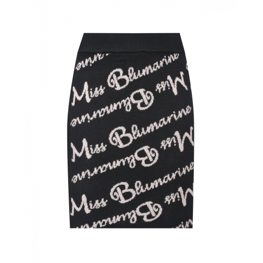 Черная юбка со сплошным розовым лого Miss Blumarine | Фото 1