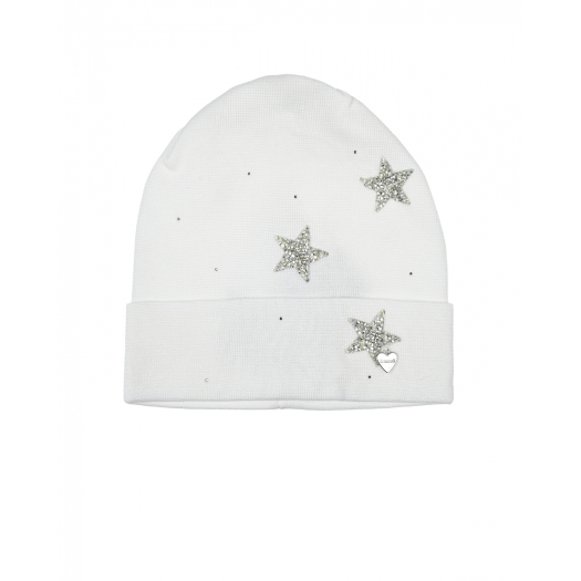 Белая шапка со звездами из стразов Il Trenino | Фото 1