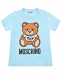 Голубая футболка с принтом &quot;медвежонок&quot; Moschino | Фото 1