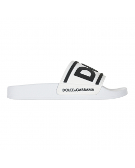 Белые шлепки с черным лого Dolce&Gabbana Белый, арт. DD0320 AQ858 89697 | Фото 2