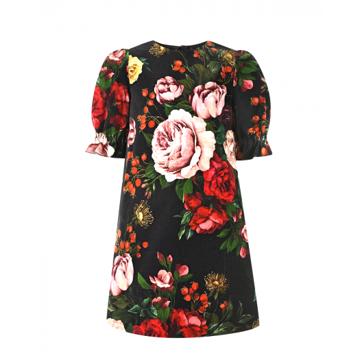Бархатное платье с цветочным принтом Dolce&Gabbana | Фото 1