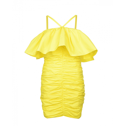 Желтое платье мини с воланом MSGM | Фото 1