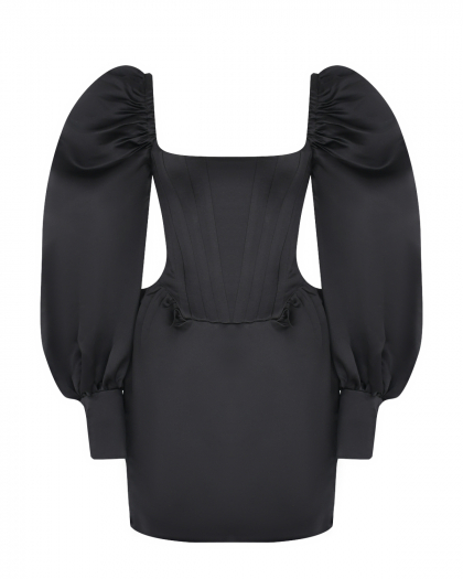 Черное платье с рукавами-буфами ALINE | Фото 1
