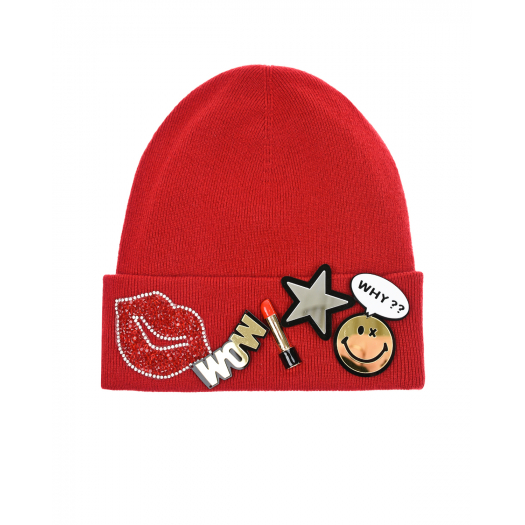 Красная шапка из шерсти и кашемира с декором Regina | Фото 1
