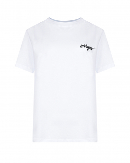 Белая футболка с черным лого MSGM Белый, арт. 2000MDM540 200002 01 | Фото 1