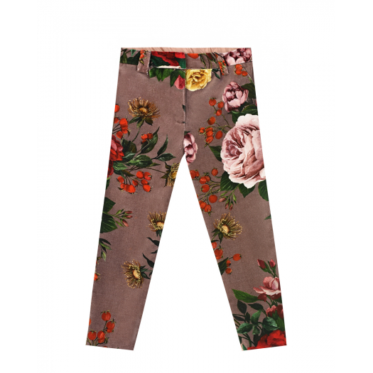 Бархатные брюки с цветочным принтом Dolce&Gabbana | Фото 1