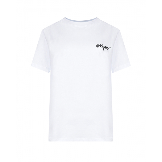 Белая футболка с черным лого MSGM | Фото 1
