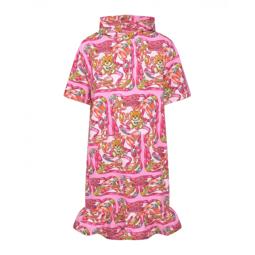 Розовое платье с капюшоном Moschino | Фото 1