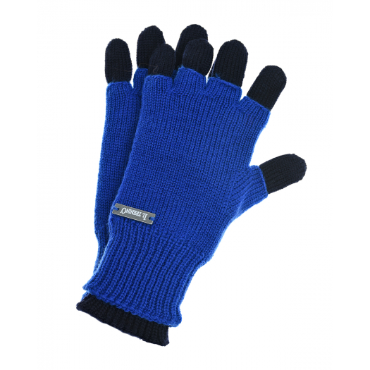 Черно-синие перчатки из шерсти Il Trenino | Фото 1