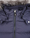 Темно-синее пальто-пуховик с меховой отделкой Moncler | Фото 3