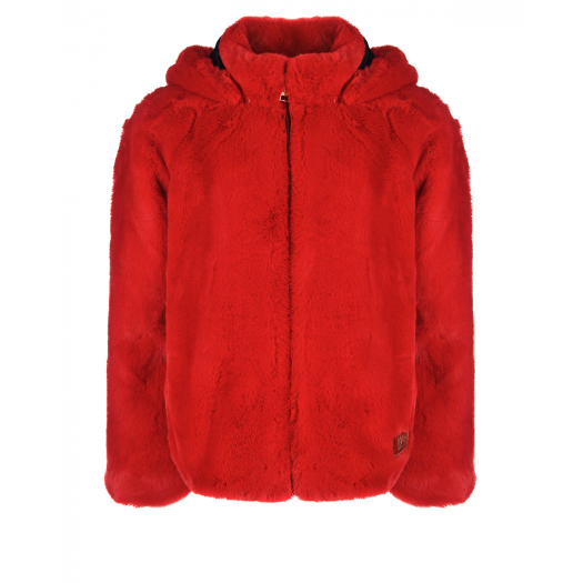 Красная куртка из эко-меха Karl Lagerfeld kids | Фото 1