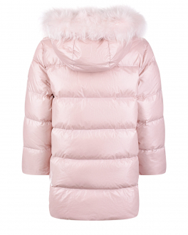 Розовое пальто с меховой отделкой Yves Salomon Розовый, арт. 21WEM011XXDOGW B2510 DRAGEE | Фото 2